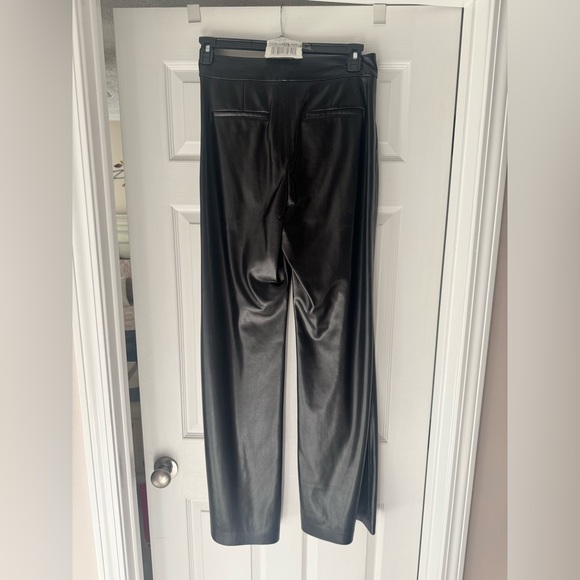 Alice & Olivia Dylan Vegan Leather Wide Leg Trouser Pant - Picture 10 of 11